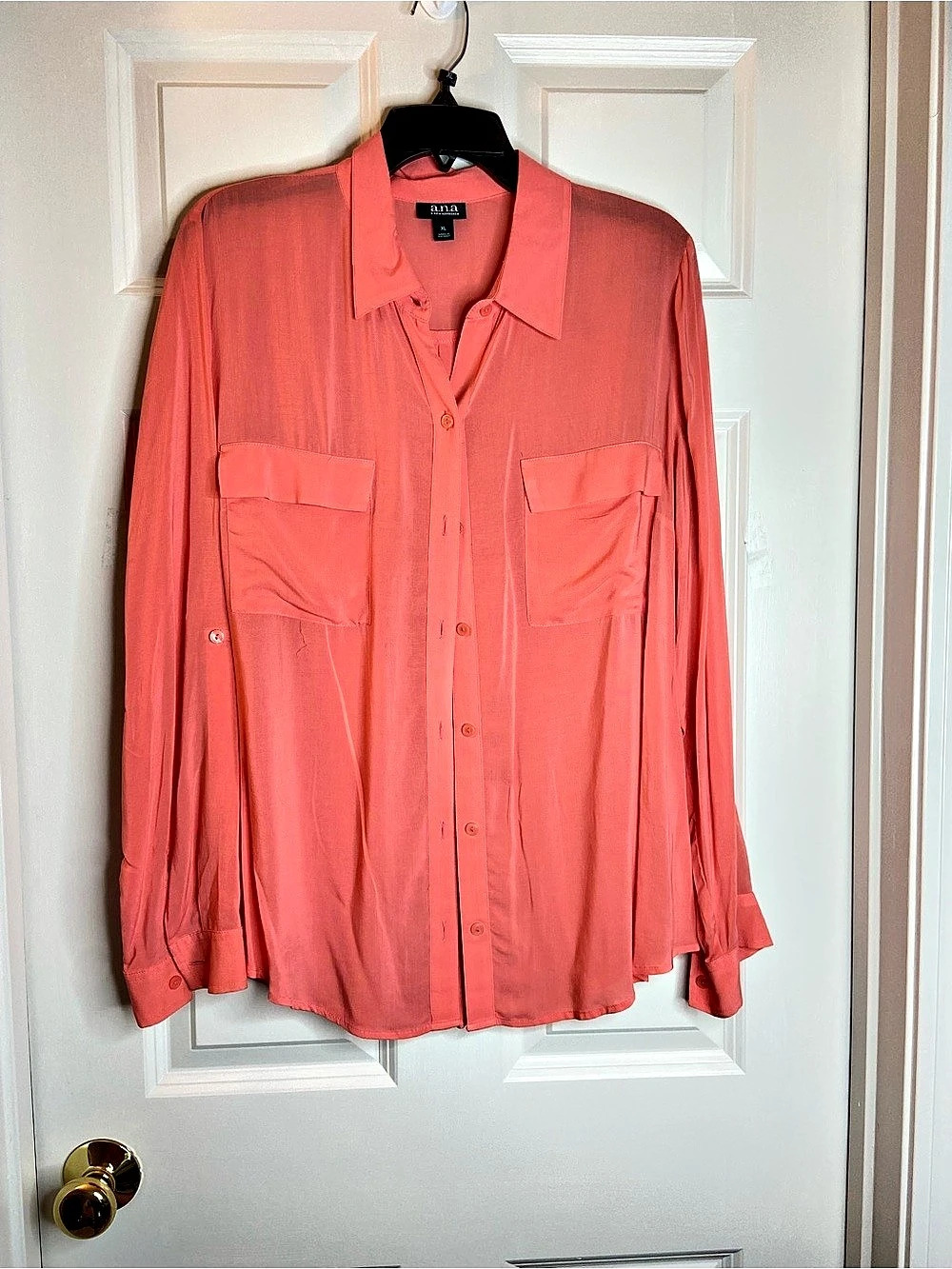 A.N.A. - Coral Long Sleeve Button Down Shirt Pink XL